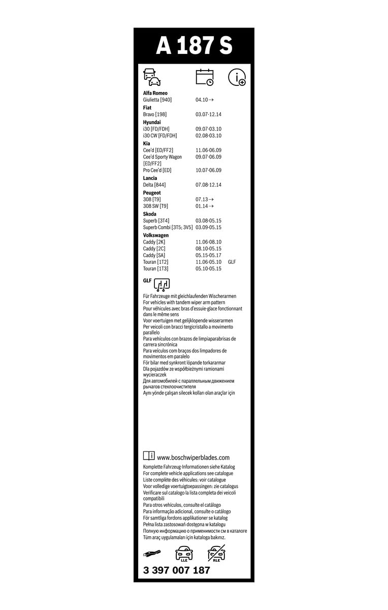 Bosch 3397007187 Wischblatt Satz Aerotwin A187S, Länge 600/450 mm