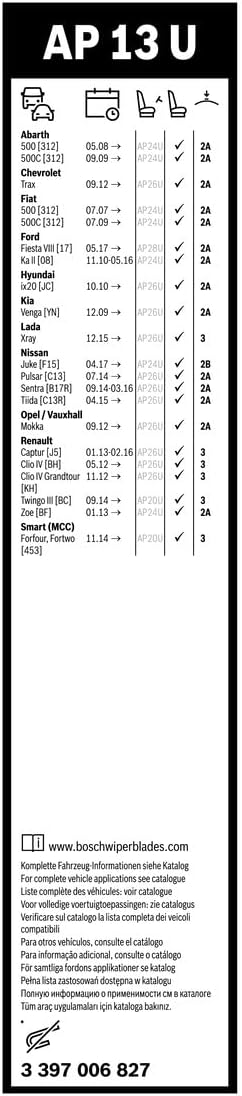 BOSCH AP13U Aerotwin Wiperblades, 13-inch/ 340 mm