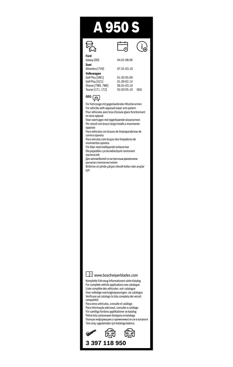 Bosch Scheibenwischer Aerotwin A950S, Länge: 700mm/700mm – Set für Frontscheibe
