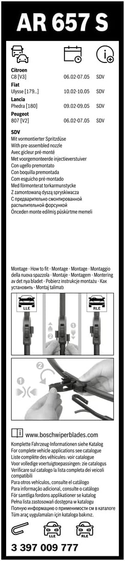 Bosch 3 397 009 777 AR657S Aerotwin Wiper Blades Set, 650/650 mm