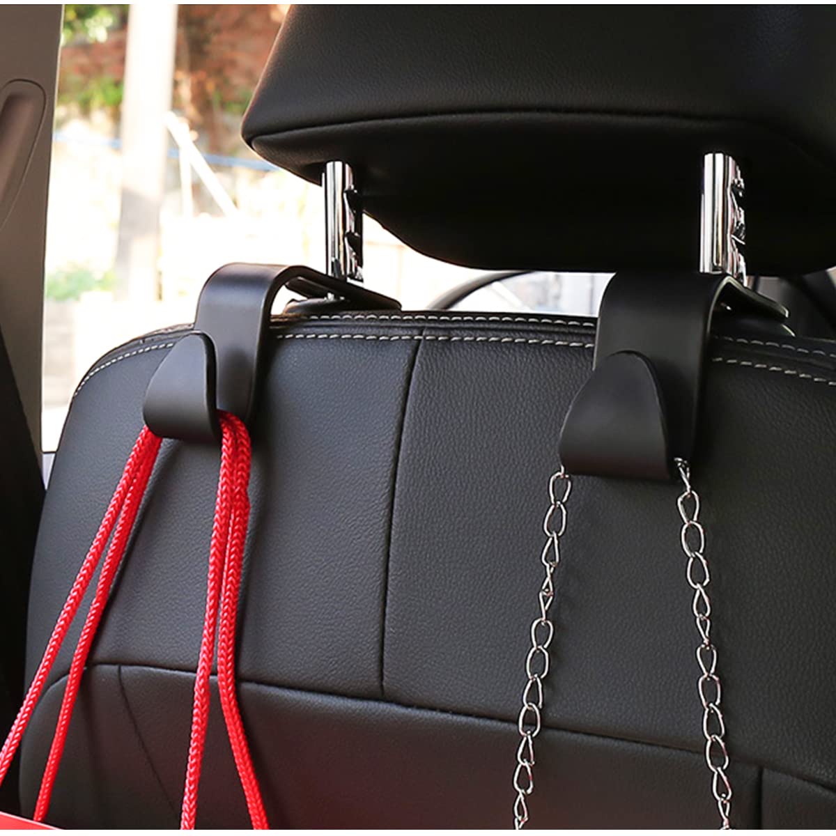 Car Headrest Hooks, 4 Pack Black Hidden Car Seat Hooks, Suitable for Hanging Bags, Shopping Bags, Toys for Kids, Car Accessories for Interior