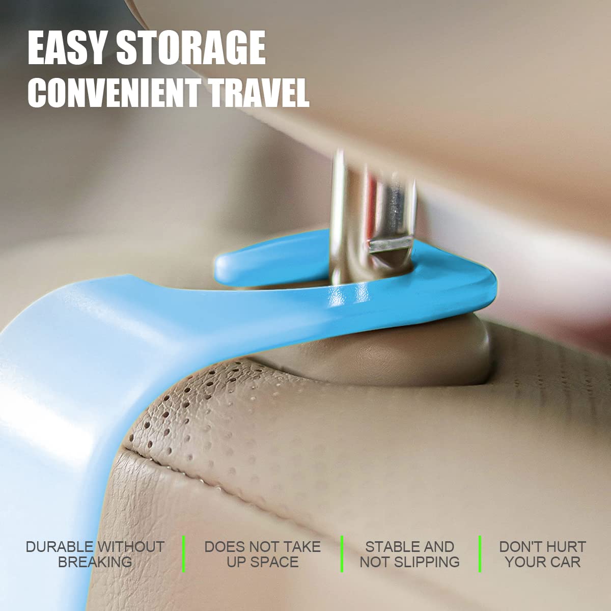 Car Headrest Hooks, 4 Pack Black Hidden Car Seat Hooks, Suitable for Hanging Bags, Shopping Bags, Toys for Kids, Car Accessories for Interior