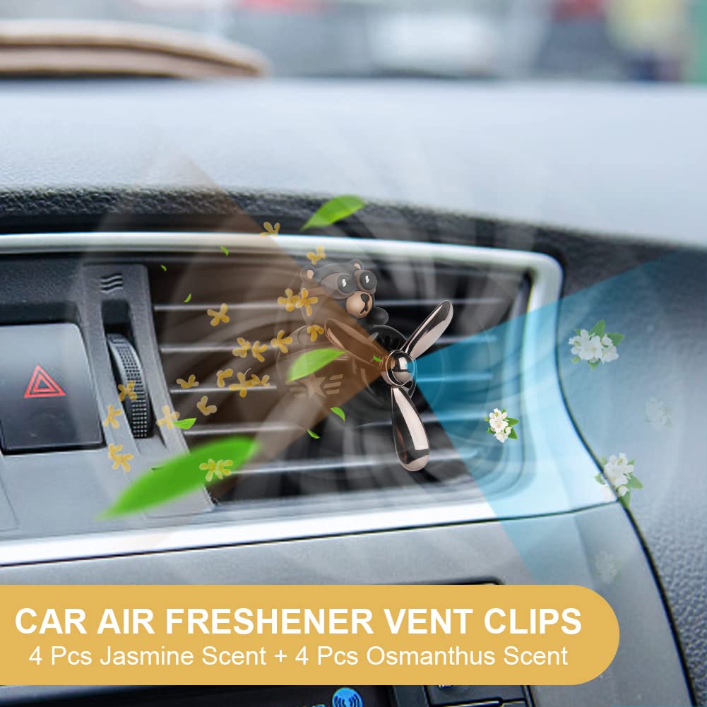 URAQT Auto Diffuser,Cartoon BĂ€r Pilot Auto Lufterfrischer Automotive Air Outlet LĂŒfterfrischer Vent Clips Auto Innendekorationszubehör Auto ParfĂŒm Diffusor Mit 2 x Aromatherapie Tabletten Schwarz