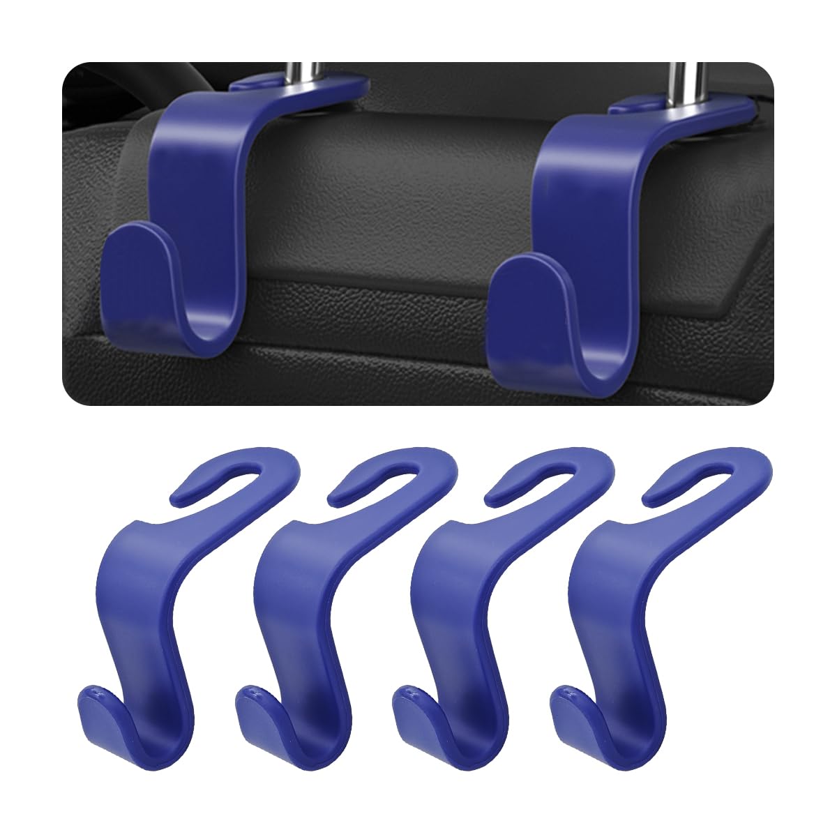 Car Headrest Hooks, 4 Pack Black Hidden Car Seat Hooks, Suitable for Hanging Bags, Shopping Bags, Toys for Kids, Car Accessories for Interior