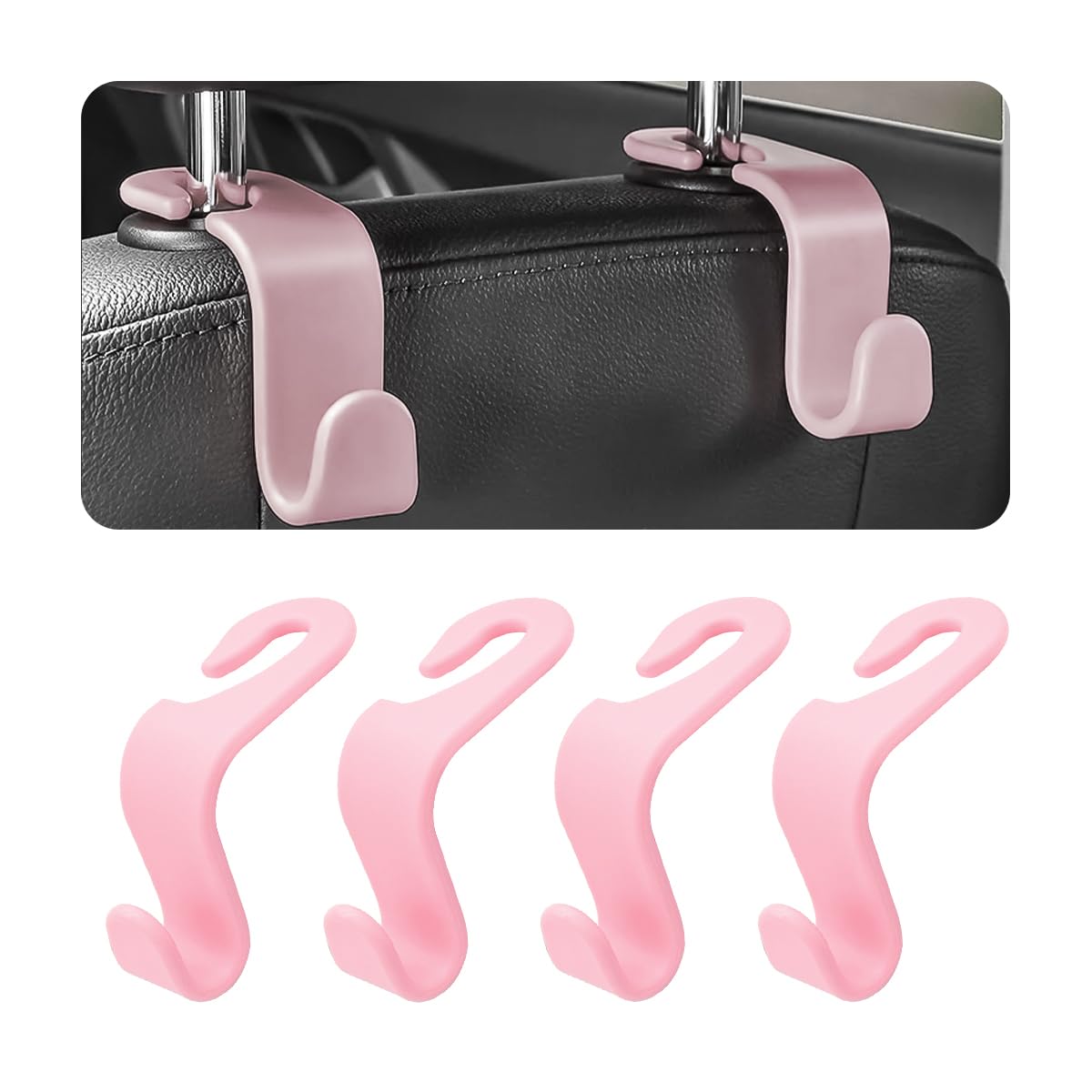 Car Headrest Hooks, 4 Pack Black Hidden Car Seat Hooks, Suitable for Hanging Bags, Shopping Bags, Toys for Kids, Car Accessories for Interior