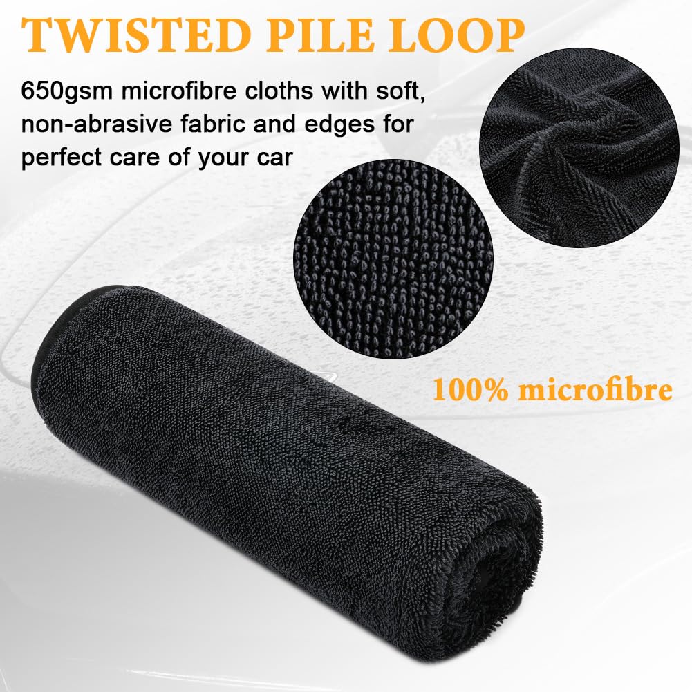 URAQT Mikrofasertücher Auto, 6 PCS 500GSM Mikrofasertücher Multifunktionales Motorrad Fusselfreie Handtuch,Reinigungstuch Microfasertuch für Auto Haushalt Küche Fenster - 30x40CM