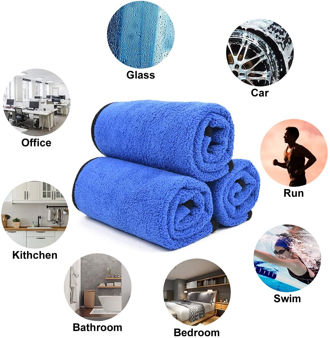 URAQT Mikrofasertücher Auto, 6 PCS 500GSM Mikrofasertücher Multifunktionales Motorrad Fusselfreie Handtuch,Reinigungstuch Microfasertuch für Auto Haushalt Küche Fenster - 30x40CM