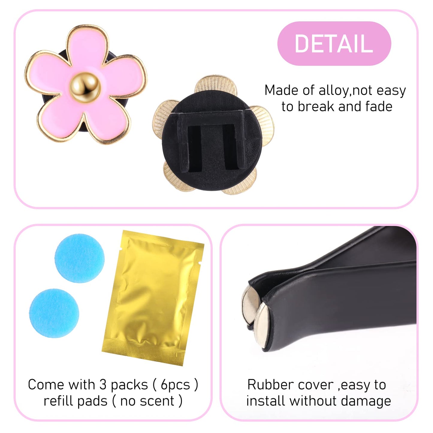 8 Stück Gänseblümchen Blume Auto Lufterfrischer Clip Autozubehör Innenraum Deko Frauen Auto Aromatherapie Ätherisches Öl Diffusor Auto-Dekorationszubehör Auto Deko Innen Für Auto (Schwarz,Weiß)