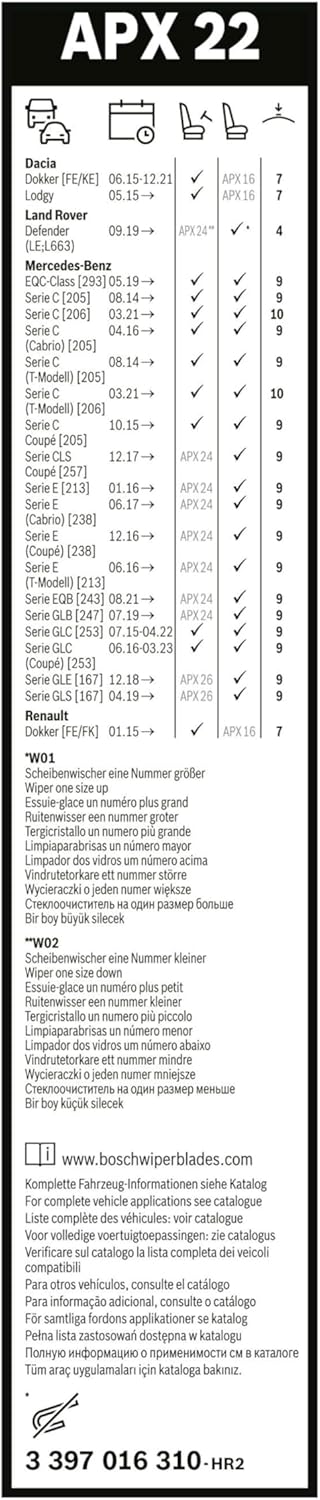 Bosch Automotive Bosch APX22 Aerotwin Windscreen Wiper, Length: 550 mm, Single Windscreen Wiper for Windscreen