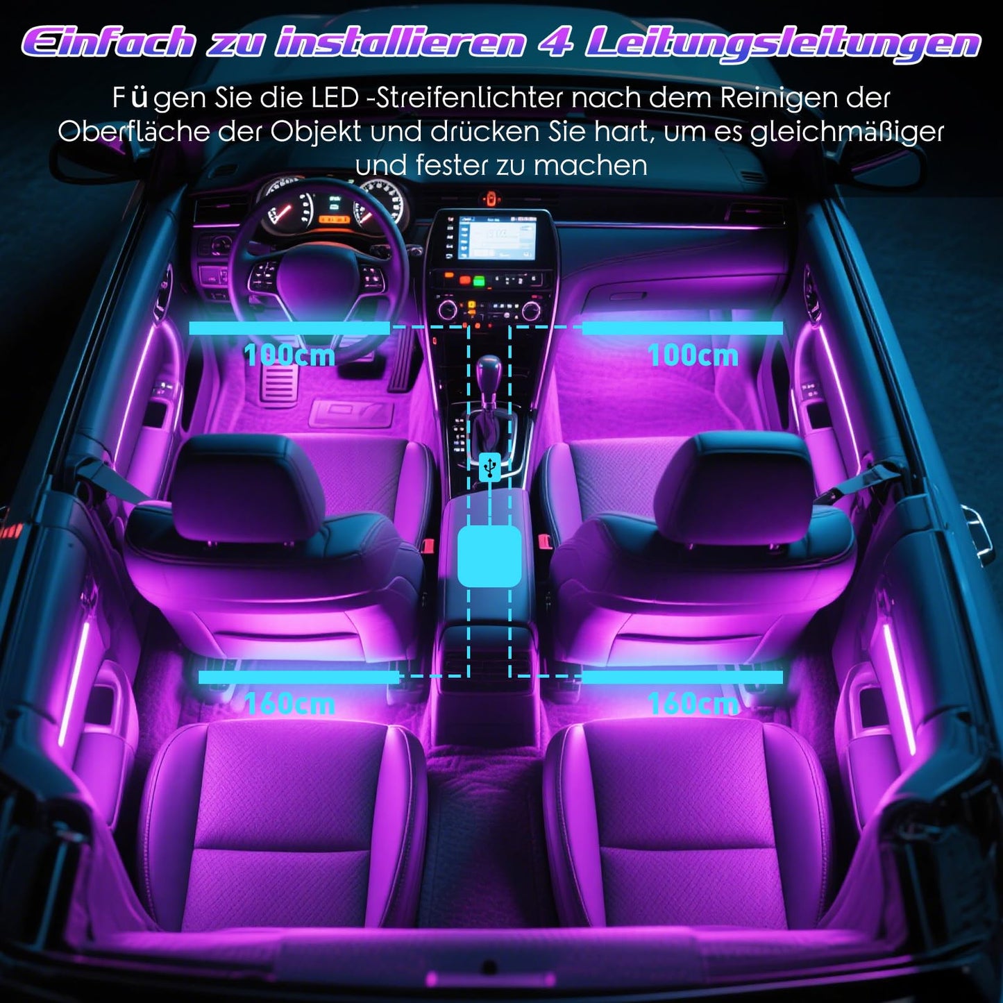Winzwon Ambientebeleuchtung Auto Zubehör Innenraum, Led Innenraumbeleuchtung Auto Gadgets für Deko, Car Accessories Geschenke für Männer Frauen