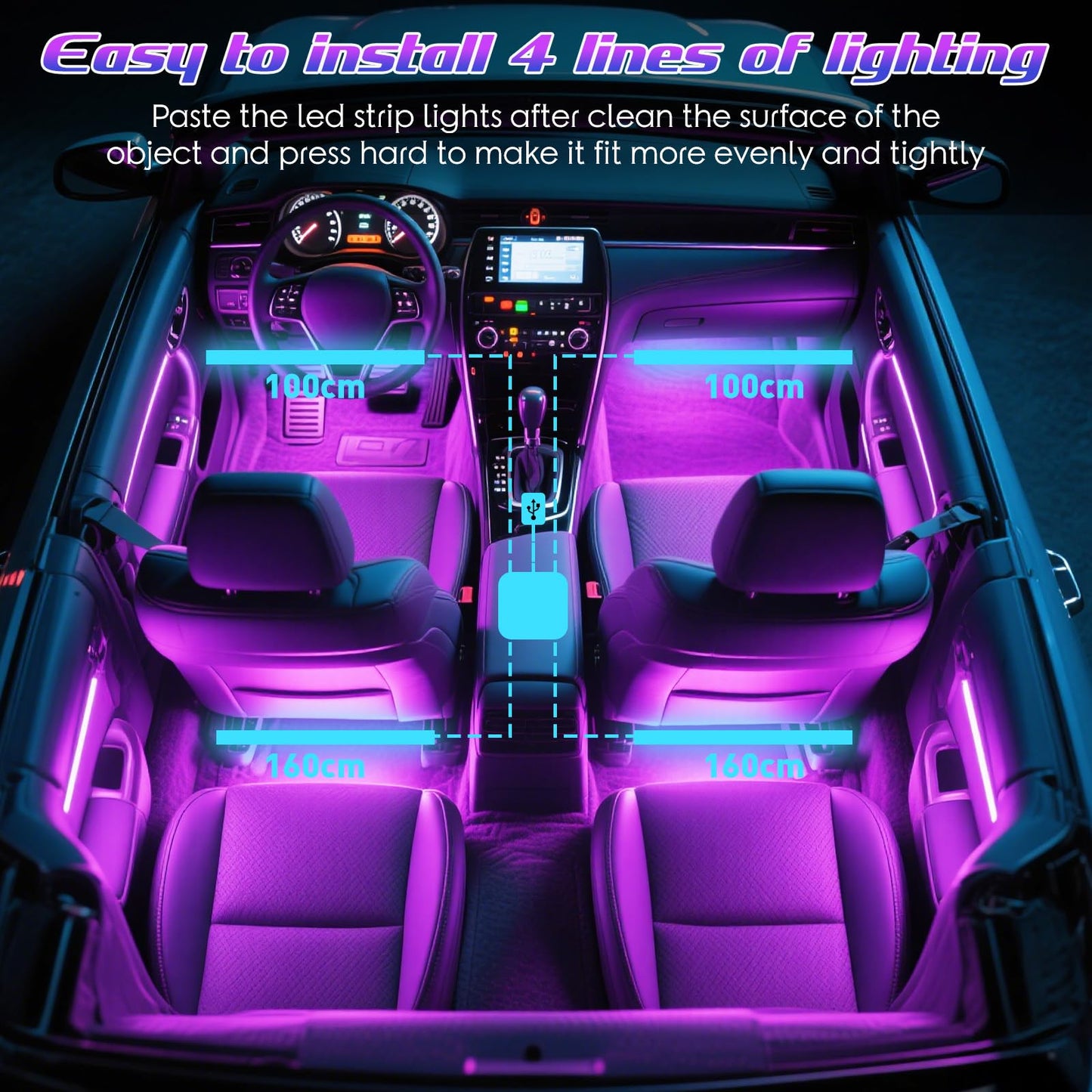 Winzwon Ambientebeleuchtung Auto Zubehör Innenraum, Led Innenraumbeleuchtung Auto Gadgets für Deko, Car Accessories Geschenke für Männer Frauen