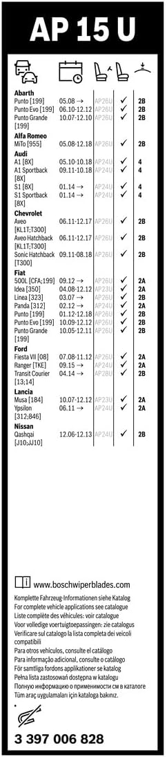 Bosch Aerotwin AP15U Wiper Length: 380mm - Single Front Wiper Blade