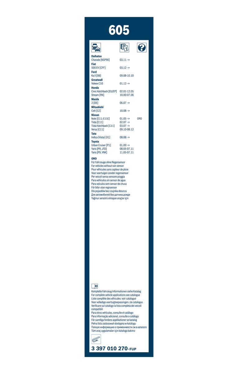 Bosch 3 397 010 270 Wiper Blades (Pair)