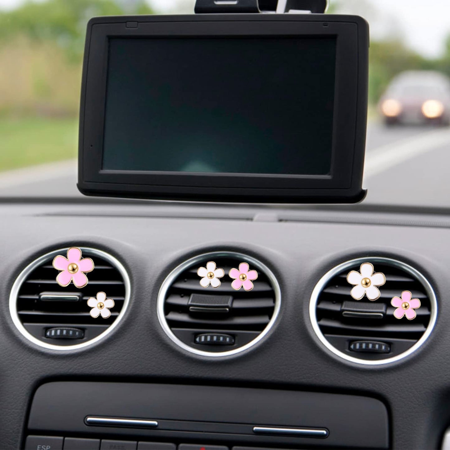 8 Stück Gänseblümchen Blume Auto Lufterfrischer Clip Autozubehör Innenraum Deko Frauen Auto Aromatherapie Ätherisches Öl Diffusor Auto-Dekorationszubehör Auto Deko Innen Für Auto (Schwarz,Weiß)