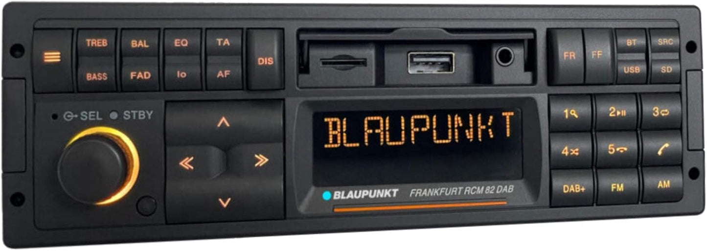 Blaupunkt Frankfurt RCM 82 DAB 1-DIN Car Radio, DAB+, Bluetooth, AUX; USB, SD Card Input, Steering Wheel Remote Control, Hands-Free Kit, Equalizer, 200 Watt, Black