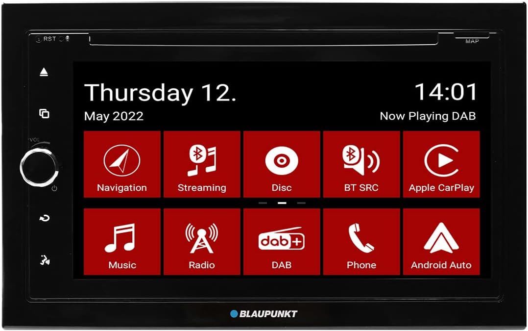 Blaupunkt Copenhagen 700 DAB (Navigation Prepared), 2-DIN Car Multimedia, 6.75 Inch Touch Screen, CarPlay, AndroidAuto, DAB+, Bluetooth, CD/DVD, 2 x USB, Aux, SD, 180 Watt