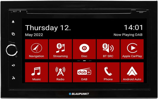 Blaupunkt Copenhagen 700 DAB (Navigation Prepared), 2-DIN Car Multimedia, 6.75 Inch Touch Screen, CarPlay, AndroidAuto, DAB+, Bluetooth, CD/DVD, 2 x USB, Aux, SD, 180 Watt
