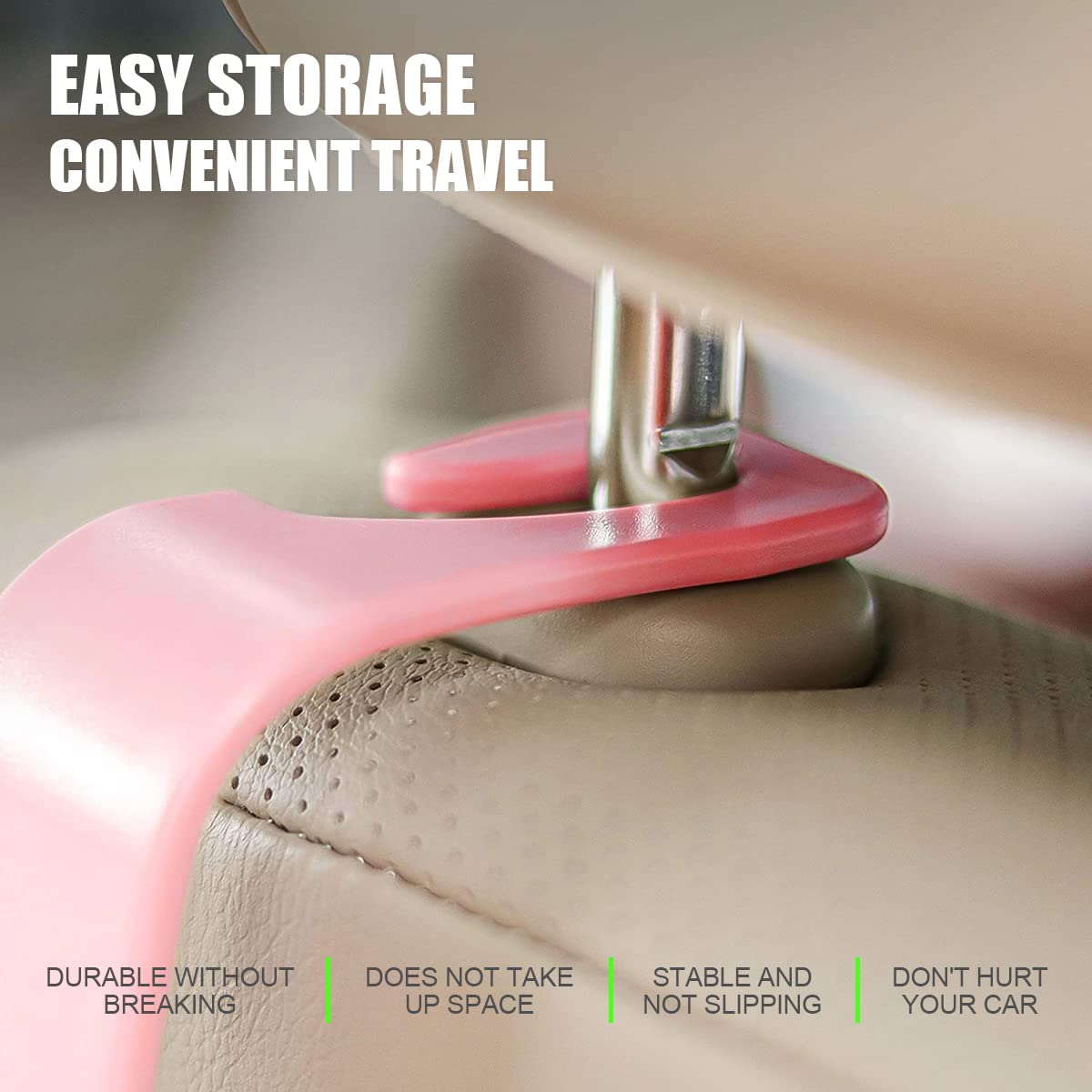 Car Headrest Hooks, 4 Pack Black Hidden Car Seat Hooks, Suitable for Hanging Bags, Shopping Bags, Toys for Kids, Car Accessories for Interior