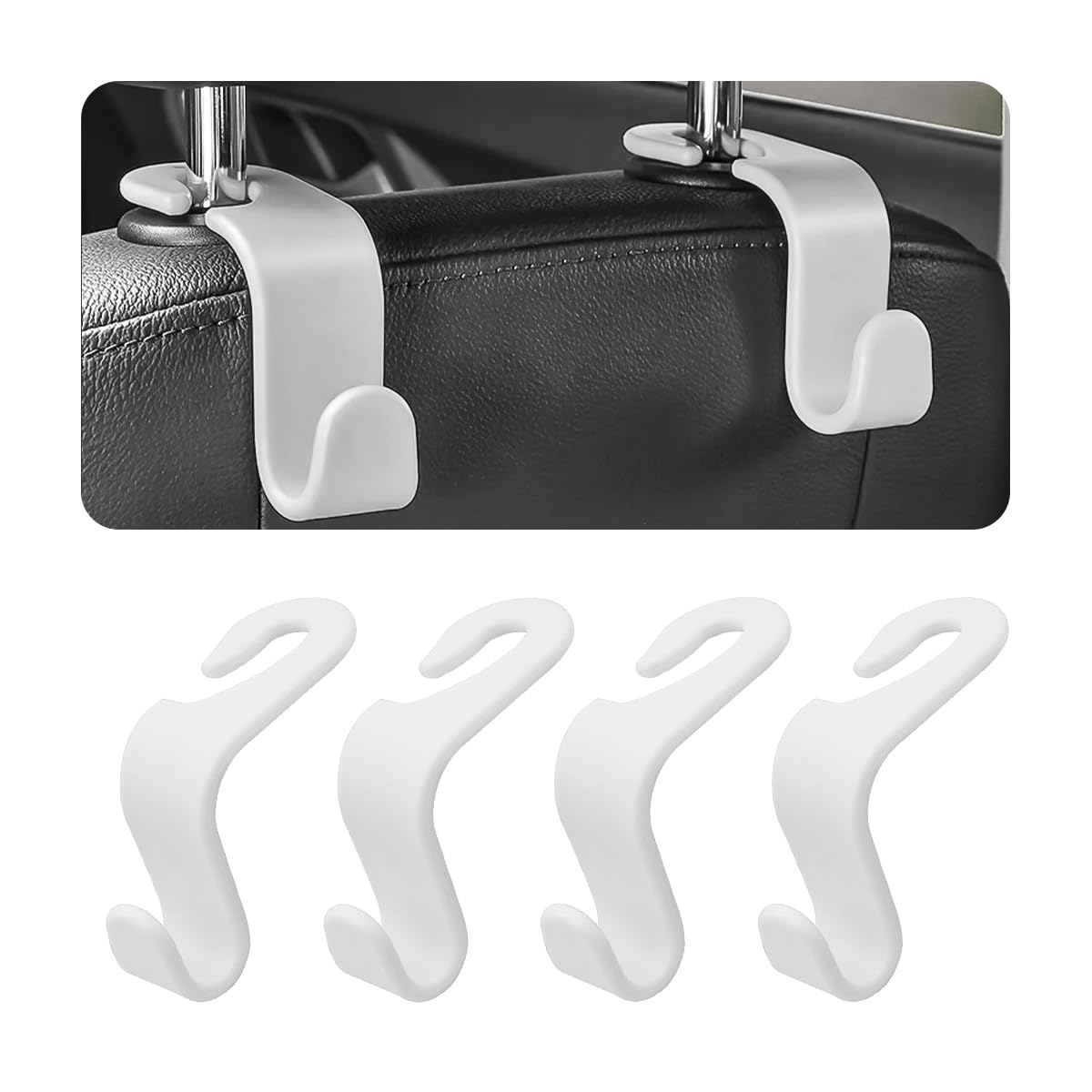 Car Headrest Hooks, 4 Pack Black Hidden Car Seat Hooks, Suitable for Hanging Bags, Shopping Bags, Toys for Kids, Car Accessories for Interior