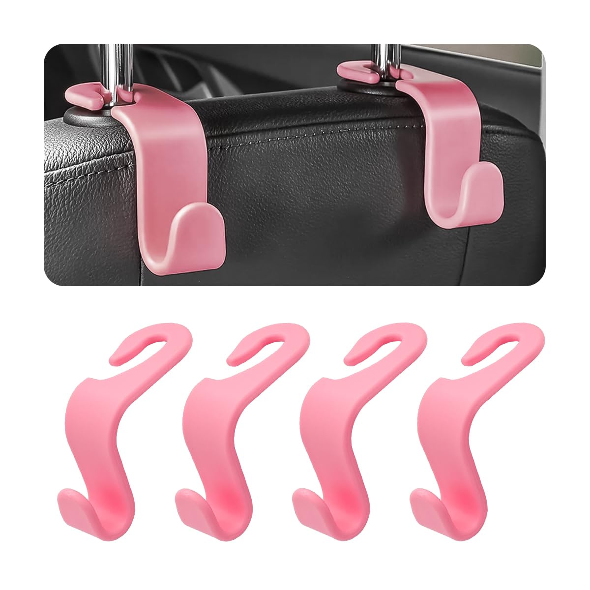 Car Headrest Hooks, 4 Pack Black Hidden Car Seat Hooks, Suitable for Hanging Bags, Shopping Bags, Toys for Kids, Car Accessories for Interior
