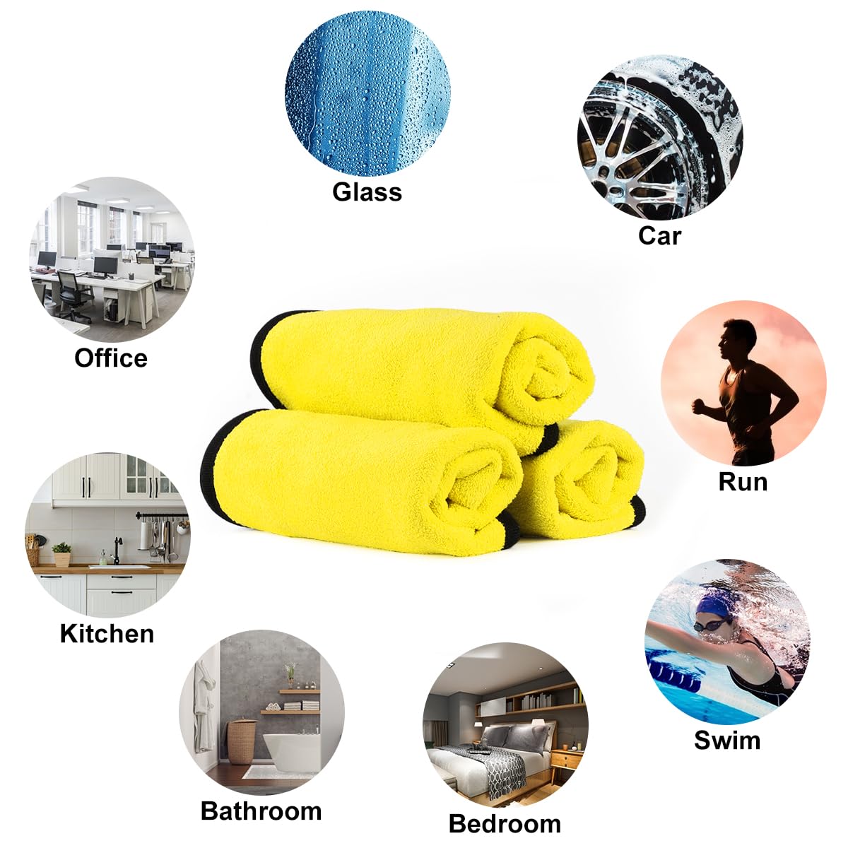 URAQT Mikrofasertücher Auto, 6 PCS 500GSM Mikrofasertücher Multifunktionales Motorrad Fusselfreie Handtuch,Reinigungstuch Microfasertuch für Auto Haushalt Küche Fenster - 30x40CM