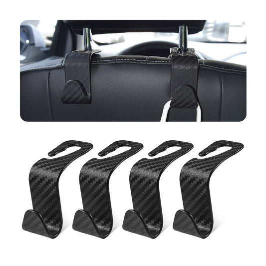 Car Headrest Hooks, 4 Pack Black Hidden Car Seat Hooks, Suitable for Hanging Bags, Shopping Bags, Toys for Kids, Car Accessories for Interior