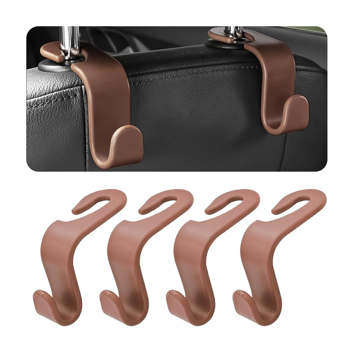Car Headrest Hooks, 4 Pack Black Hidden Car Seat Hooks, Suitable for Hanging Bags, Shopping Bags, Toys for Kids, Car Accessories for Interior