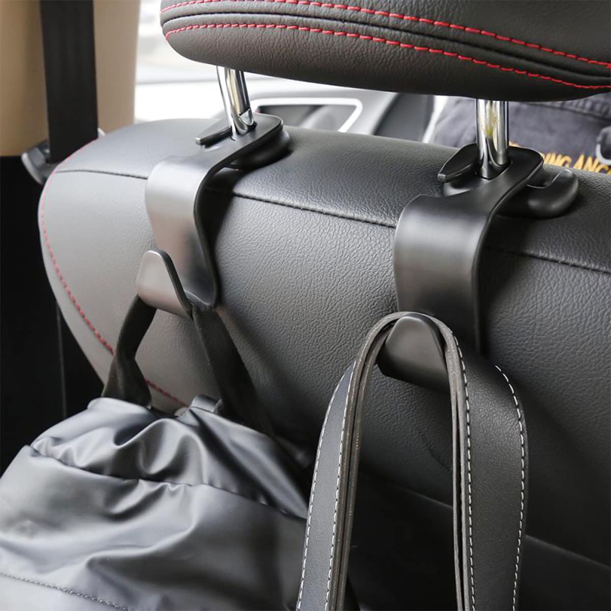 Car Headrest Hooks, 4 Pack Black Hidden Car Seat Hooks, Suitable for Hanging Bags, Shopping Bags, Toys for Kids, Car Accessories for Interior