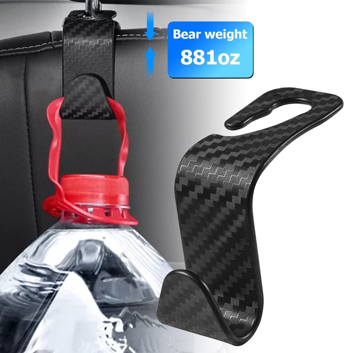 Car Headrest Hooks, 4 Pack Black Hidden Car Seat Hooks, Suitable for Hanging Bags, Shopping Bags, Toys for Kids, Car Accessories for Interior