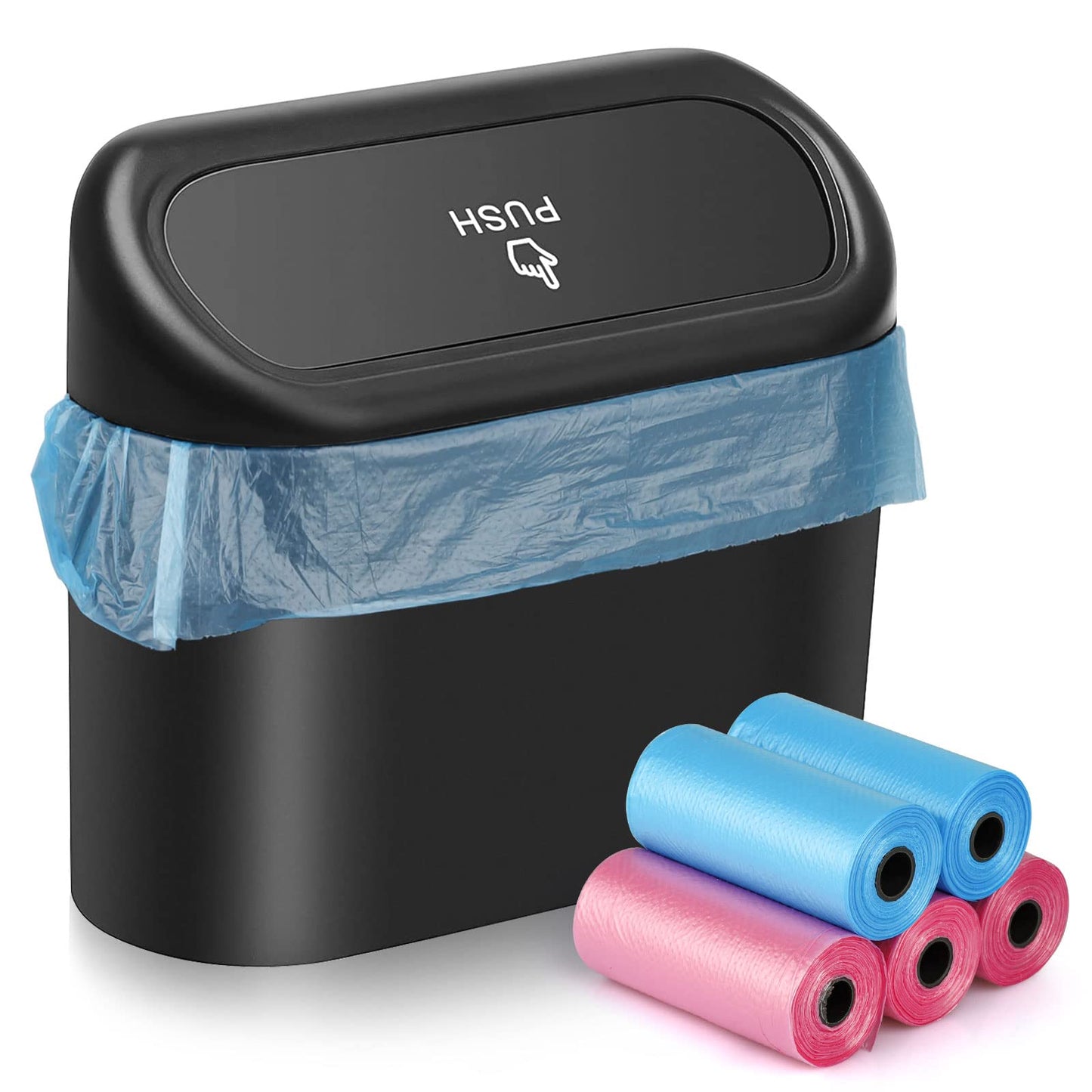 Auto Aufbewahrungsbox Klein mit 100 Müllsäcke Auto Mülleimer Mini Mülleimer mit Deckel für Büro Zuhause Wasserdicht Geruchlos Rosa,Automülleinmer,Mülleimer Klein,Automülleinmer Mit Deckel,Auto Gadgets