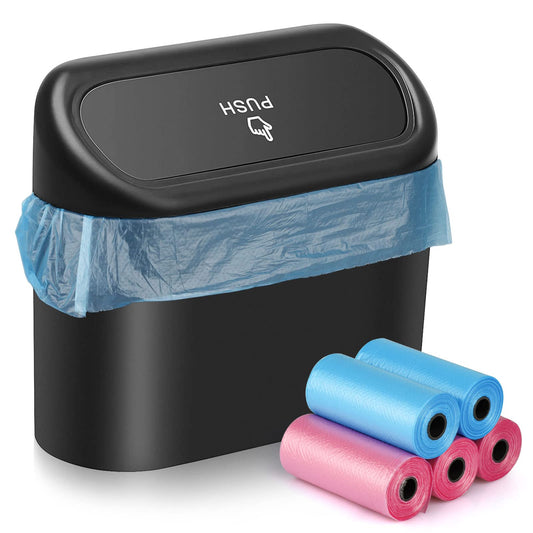 Auto Aufbewahrungsbox Klein mit 100 Müllsäcke Auto Mülleimer Mini Mülleimer mit Deckel für Büro Zuhause Wasserdicht Geruchlos Rosa,Automülleinmer,Mülleimer Klein,Automülleinmer Mit Deckel,Auto Gadgets
