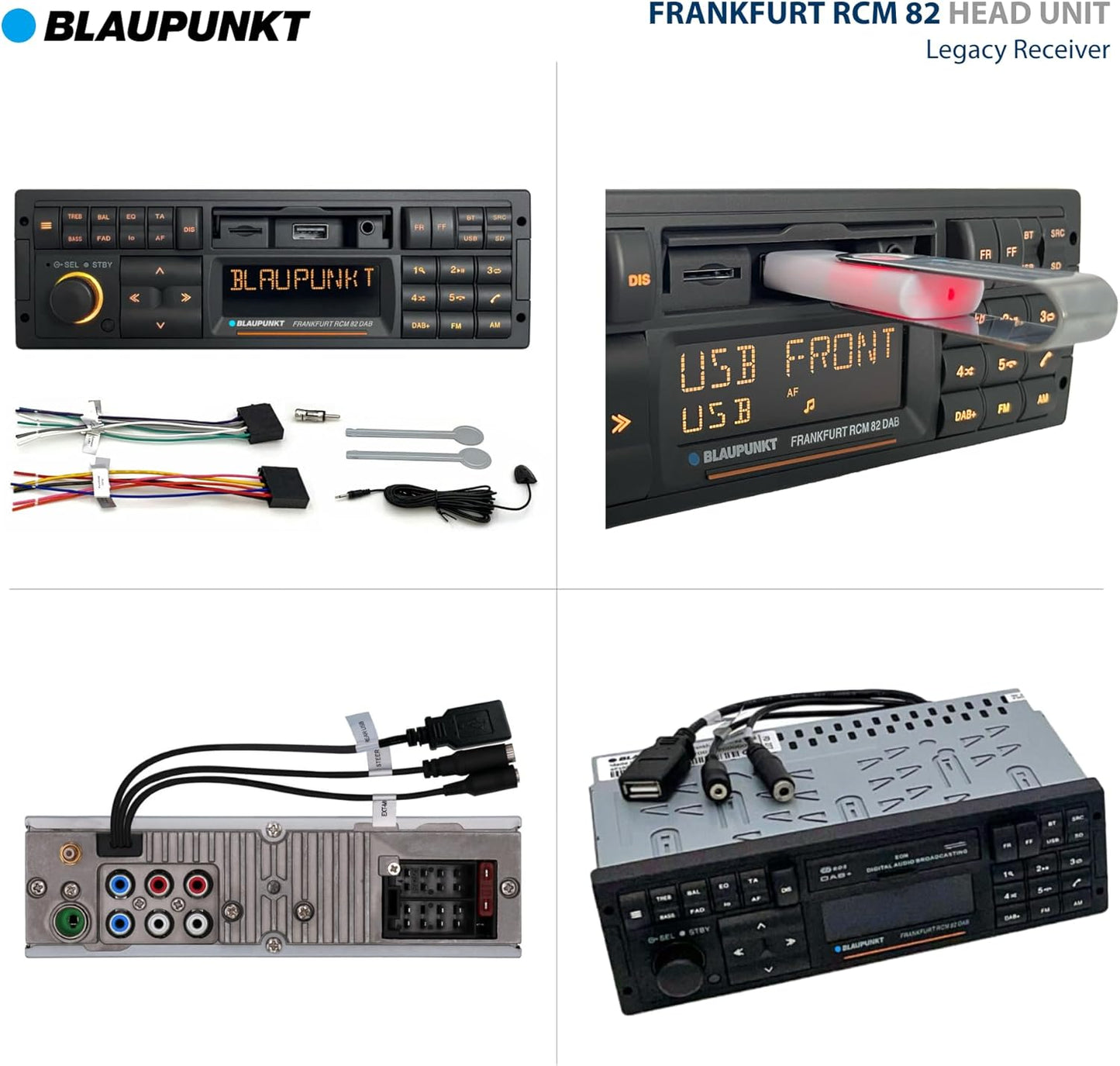 Blaupunkt Frankfurt RCM 82 DAB 1-DIN Car Radio, DAB+, Bluetooth, AUX; USB, SD Card Input, Steering Wheel Remote Control, Hands-Free Kit, Equalizer, 200 Watt, Black