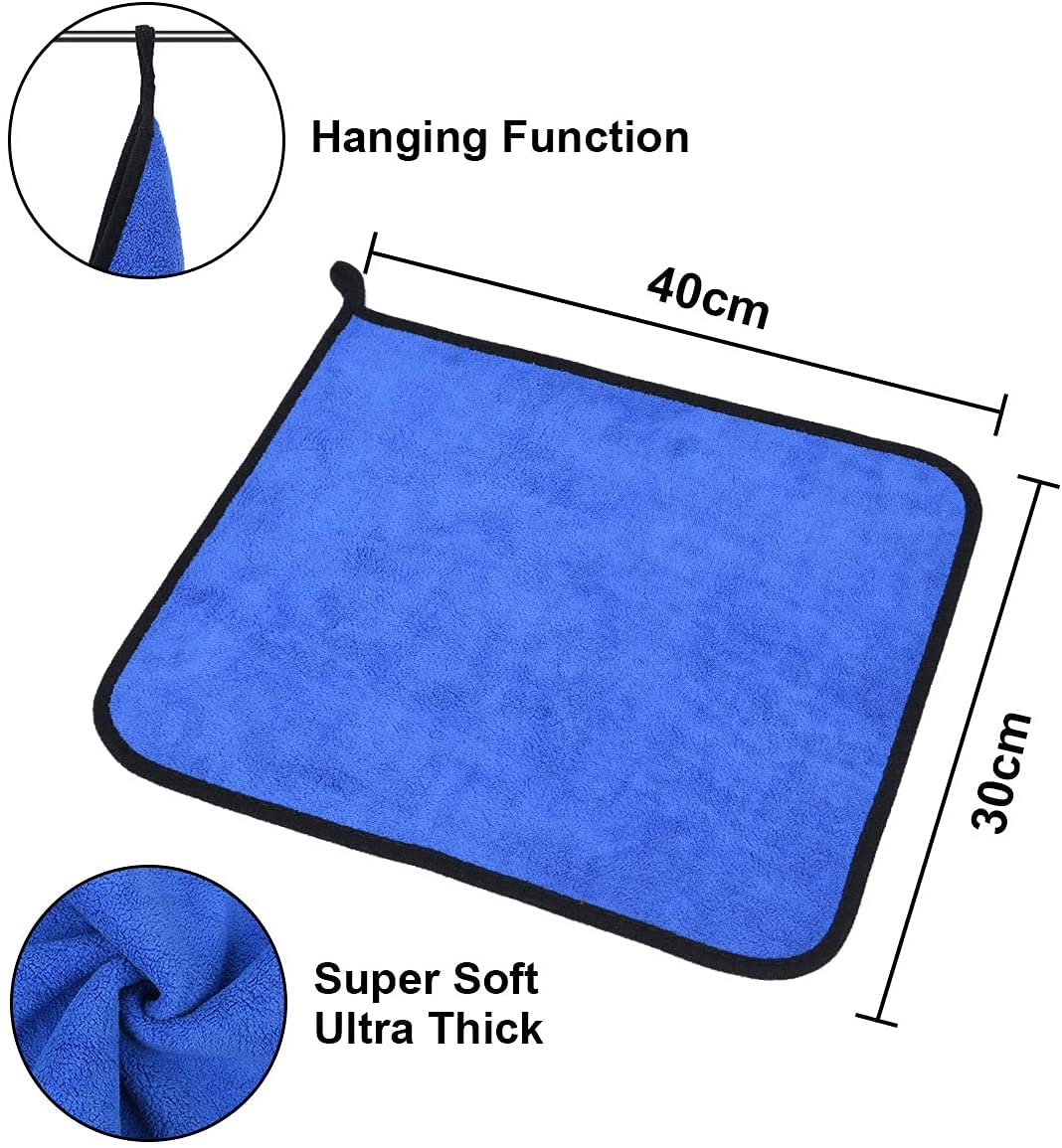 URAQT Mikrofasertücher Auto, 6 PCS 500GSM Mikrofasertücher Multifunktionales Motorrad Fusselfreie Handtuch,Reinigungstuch Microfasertuch für Auto Haushalt Küche Fenster - 30x40CM