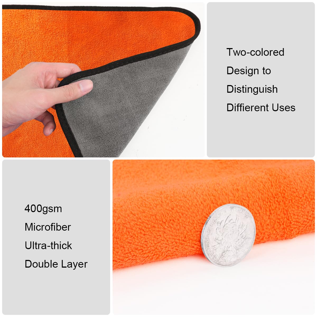 URAQT Mikrofasertücher Auto, 6 PCS 500GSM Mikrofasertücher Multifunktionales Motorrad Fusselfreie Handtuch,Reinigungstuch Microfasertuch für Auto Haushalt Küche Fenster - 30x40CM