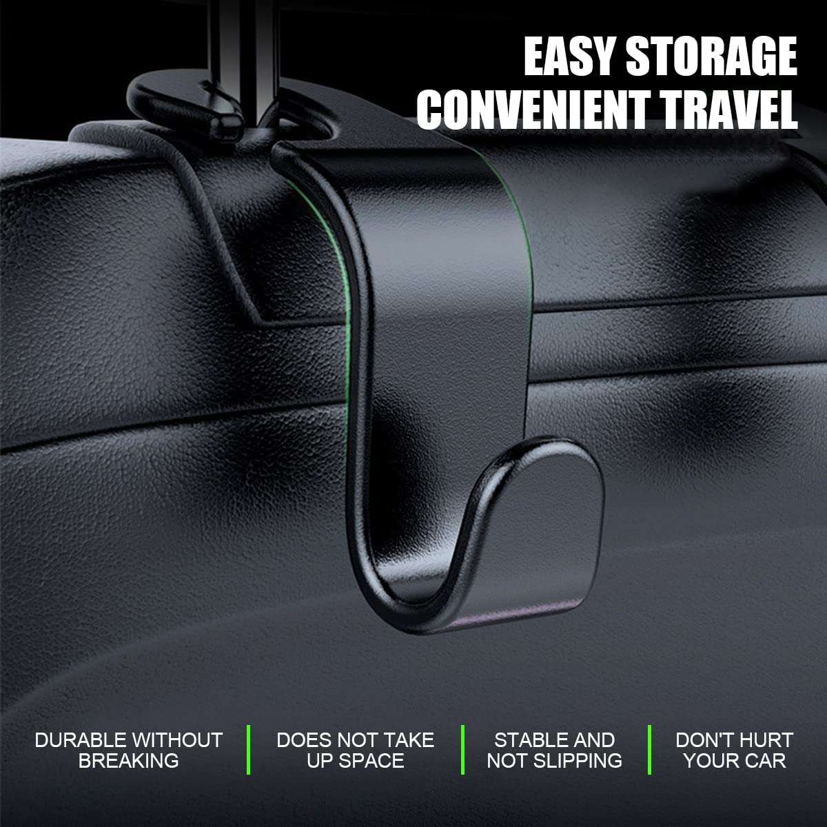 Car Headrest Hooks, 4 Pack Black Hidden Car Seat Hooks, Suitable for Hanging Bags, Shopping Bags, Toys for Kids, Car Accessories for Interior