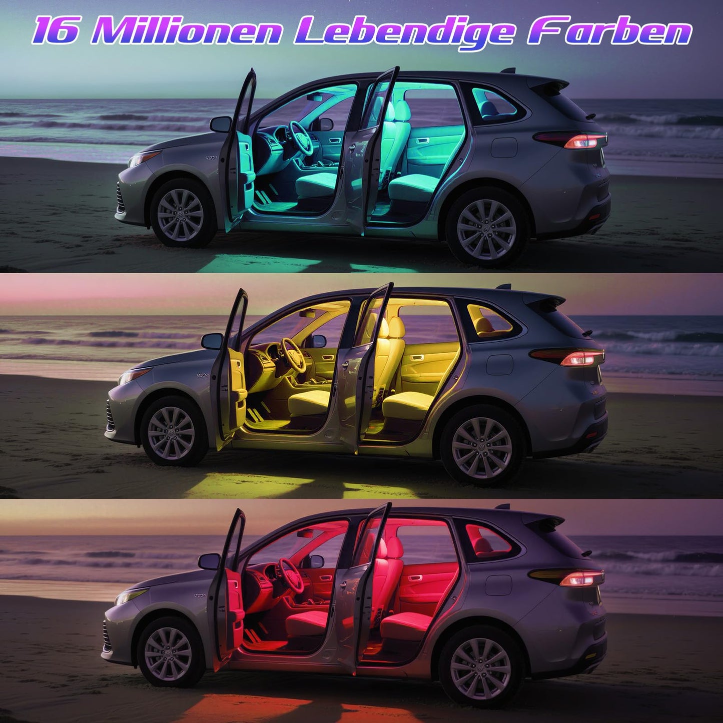 Winzwon Ambientebeleuchtung Auto Zubehör Innenraum, Led Innenraumbeleuchtung Auto Gadgets für Deko, Car Accessories Geschenke für Männer Frauen