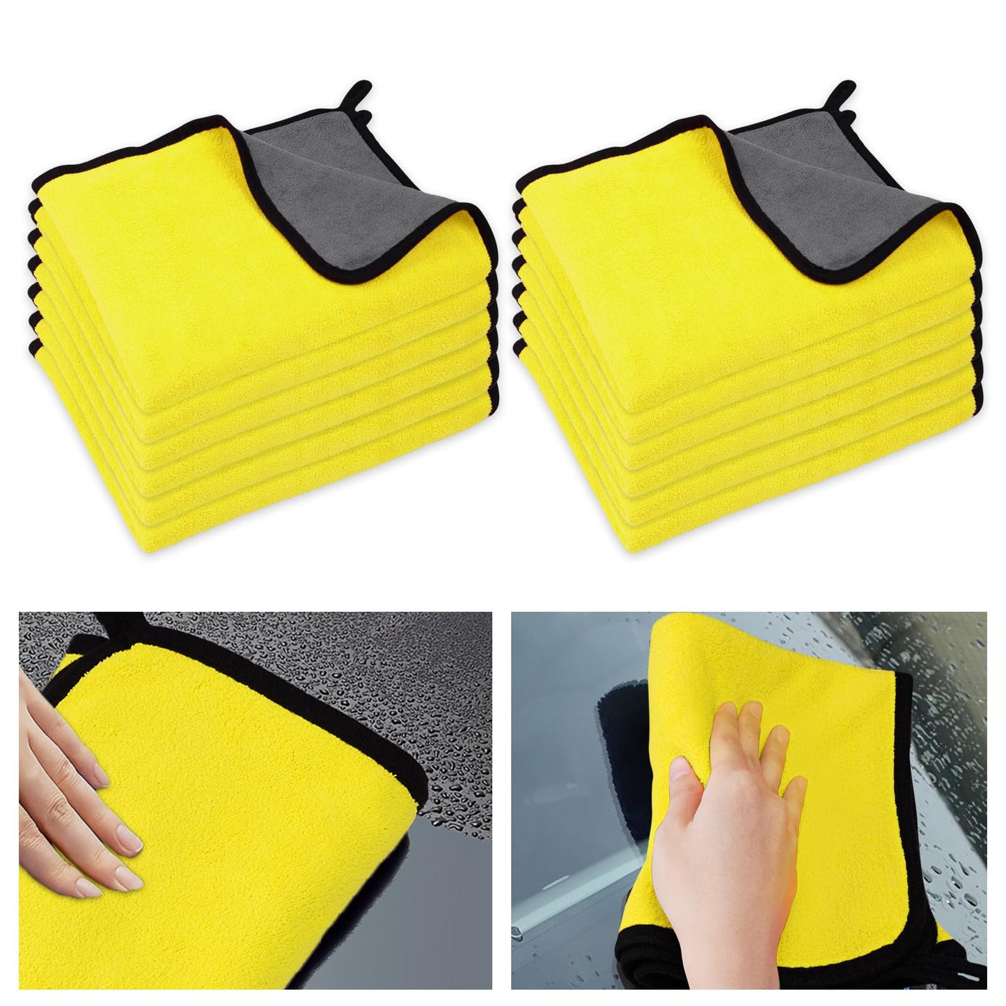 URAQT Mikrofasertücher Auto, 6 PCS 500GSM Mikrofasertücher Multifunktionales Motorrad Fusselfreie Handtuch,Reinigungstuch Microfasertuch für Auto Haushalt Küche Fenster - 30x40CM