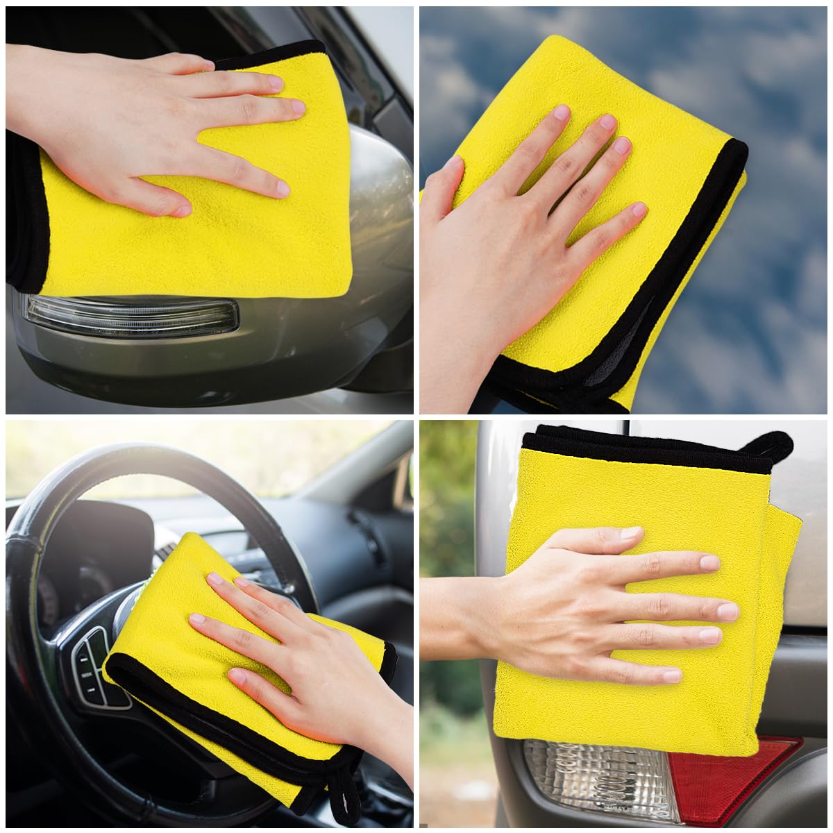URAQT Mikrofasertücher Auto, 6 PCS 500GSM Mikrofasertücher Multifunktionales Motorrad Fusselfreie Handtuch,Reinigungstuch Microfasertuch für Auto Haushalt Küche Fenster - 30x40CM