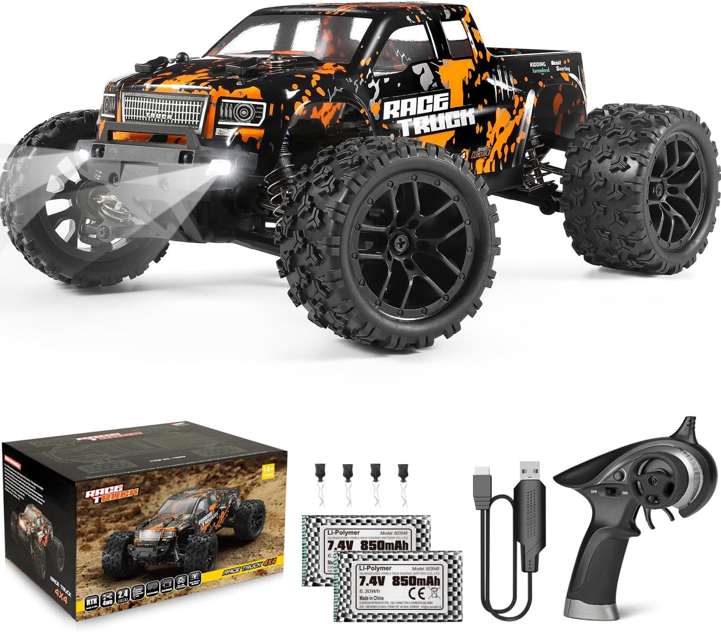 HAIBOXING Ferngesteuertes Auto 4WD RC Auto 36 km/h Hochgeschwindigkeits 1/18 Monstertruck 2.4GHz All Terrain Wasserdicht Rennauto Geländewagen, Crawler Spielzeug Geschenk für Kinder Erwachsene