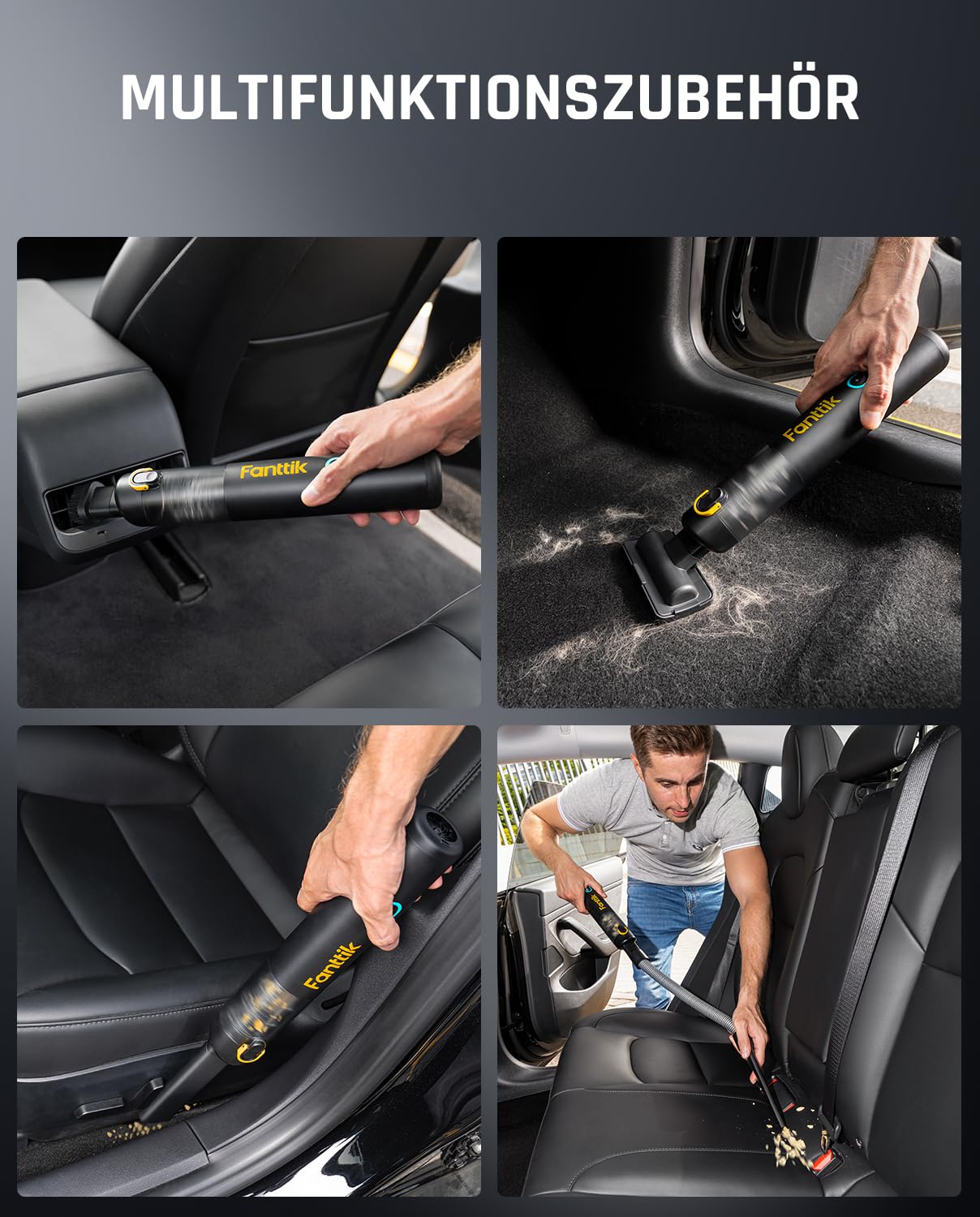 Fanttik Slim V8 Apex Battery Car Vacuum Cleaner with High Power, 19000Pa/45AW, RobustClean™ Handheld Vacuum Cleaner, 4-in-1 Mini Air Blower Pump, Portable Vacuum Cleaner for Car, Office Table,