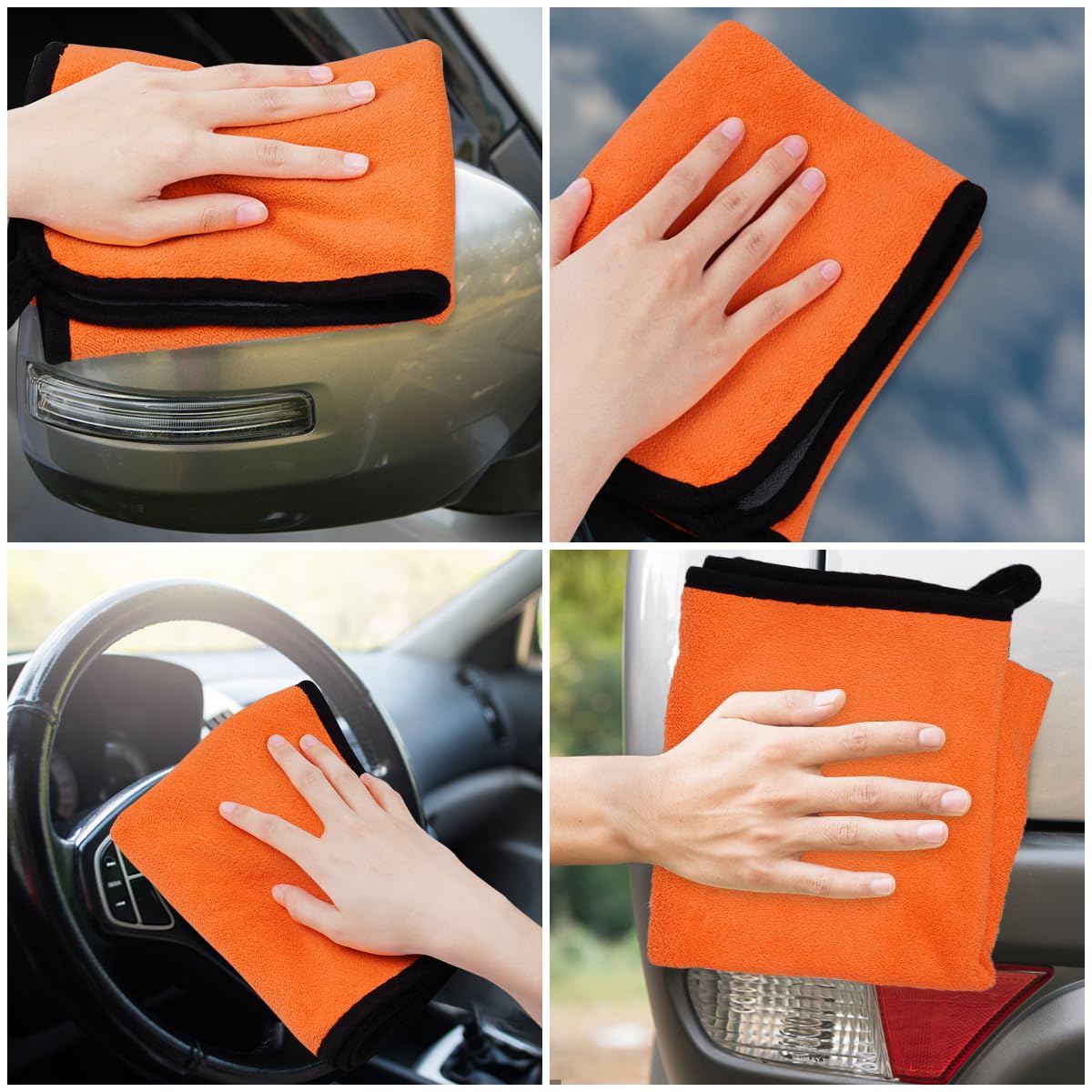 URAQT Mikrofasertücher Auto, 6 PCS 500GSM Mikrofasertücher Multifunktionales Motorrad Fusselfreie Handtuch,Reinigungstuch Microfasertuch für Auto Haushalt Küche Fenster - 30x40CM