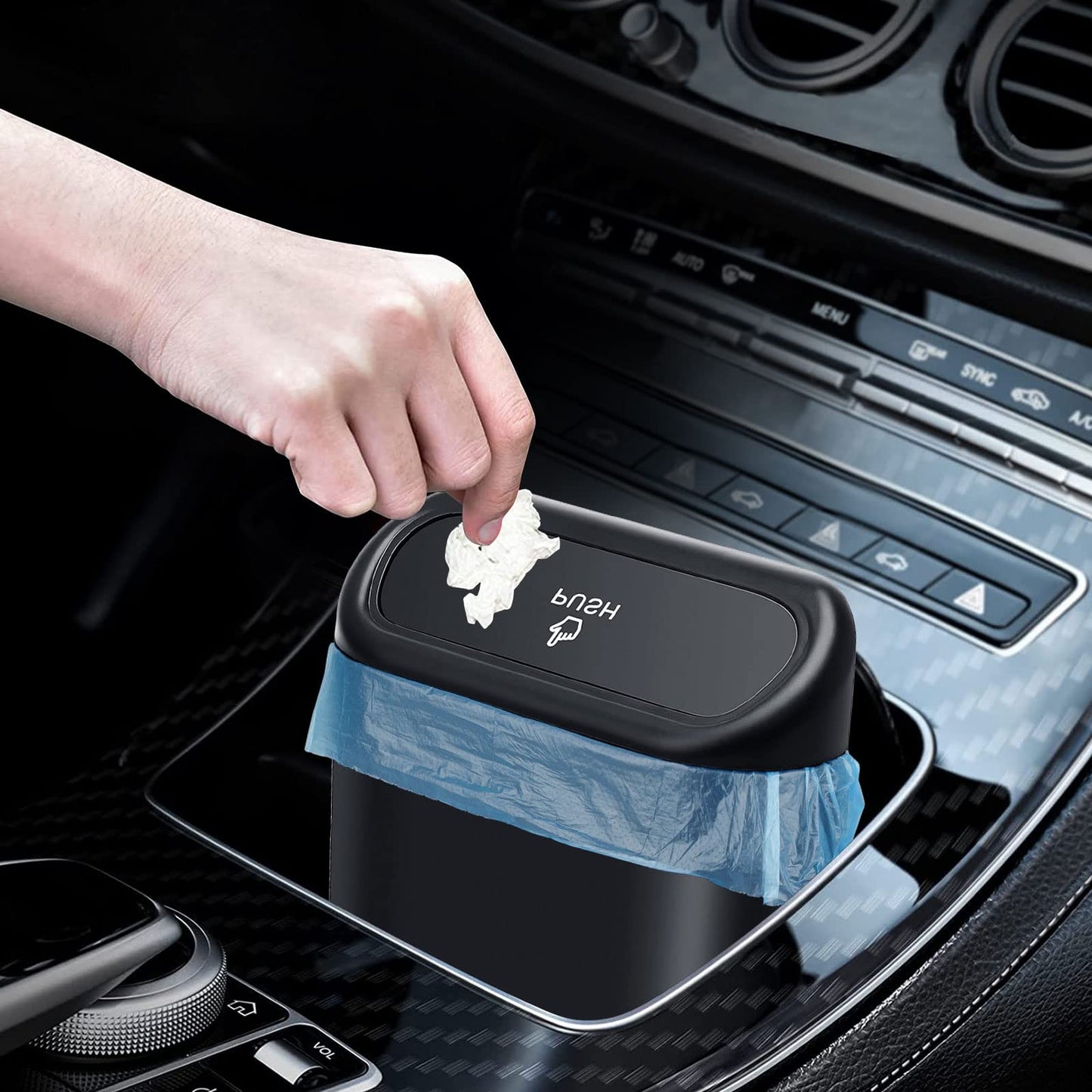 Auto Aufbewahrungsbox Klein mit 100 Müllsäcke Auto Mülleimer Mini Mülleimer mit Deckel für Büro Zuhause Wasserdicht Geruchlos Rosa,Automülleinmer,Mülleimer Klein,Automülleinmer Mit Deckel,Auto Gadgets
