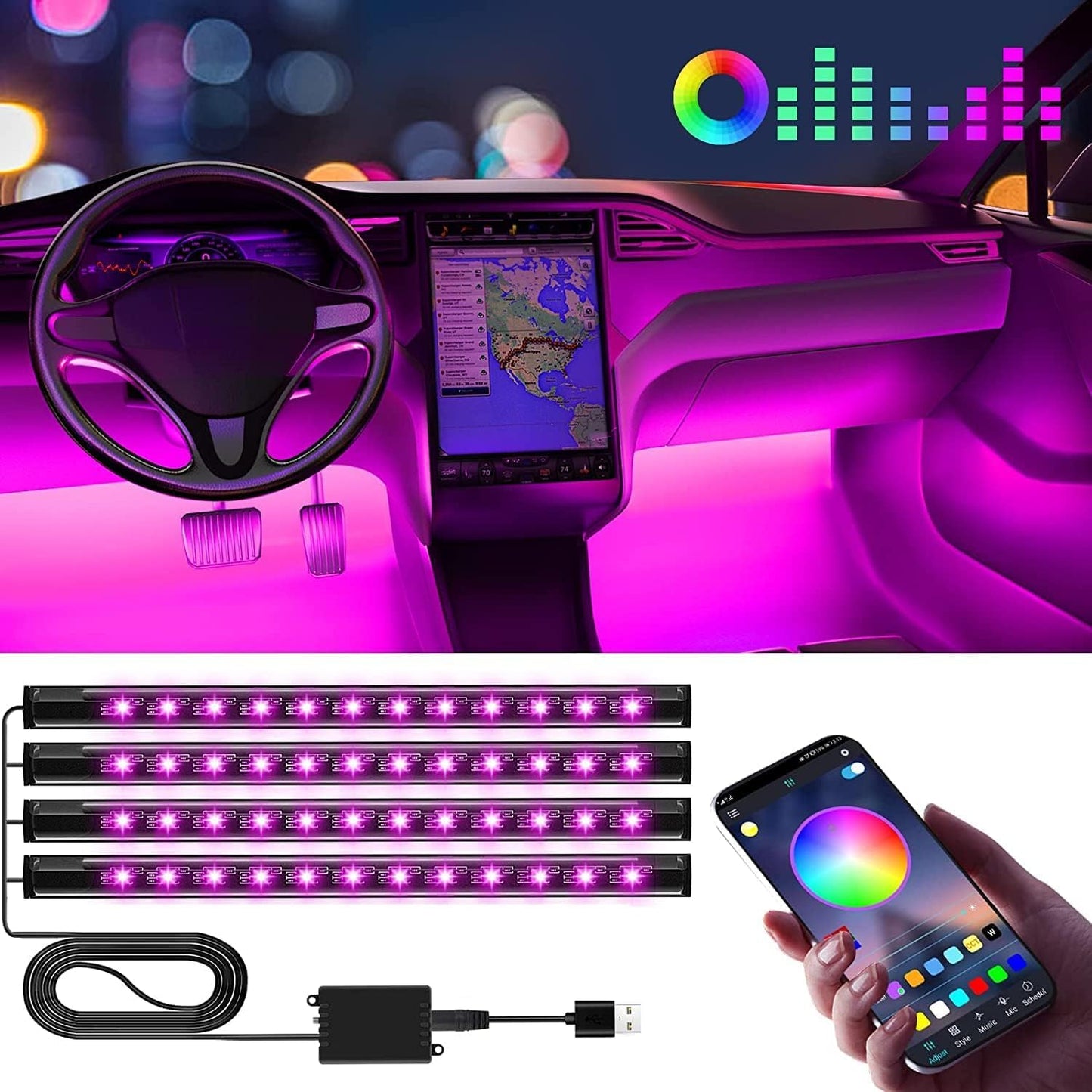 Winzwon Ambientebeleuchtung Auto Zubehör Innenraum, Led Innenraumbeleuchtung Auto Gadgets für Deko, Car Accessories Geschenke für Männer Frauen