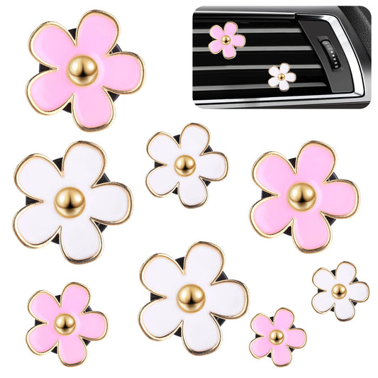 8 Stück Gänseblümchen Blume Auto Lufterfrischer Clip Autozubehör Innenraum Deko Frauen Auto Aromatherapie Ätherisches Öl Diffusor Auto-Dekorationszubehör Auto Deko Innen Für Auto (Schwarz,Weiß)