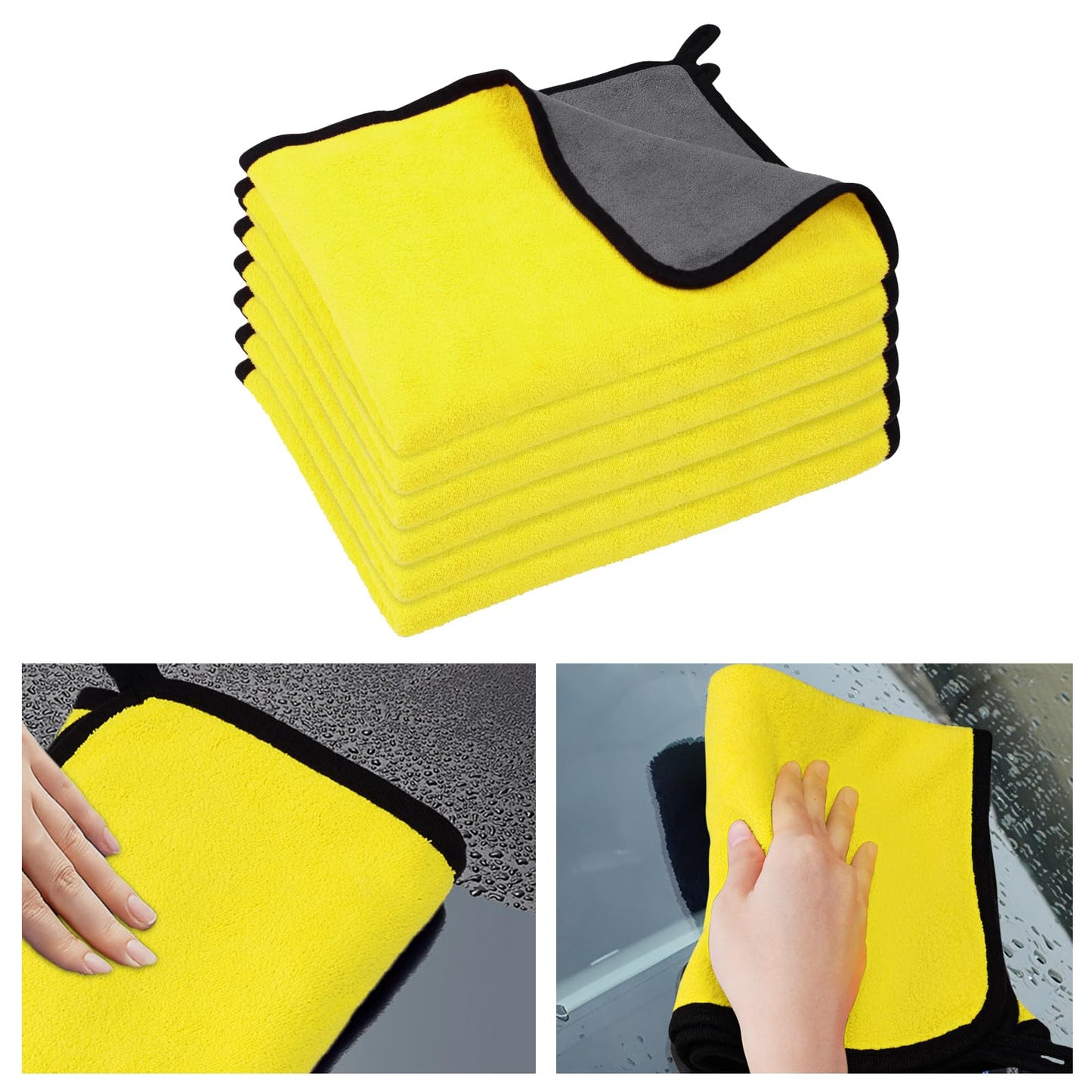 URAQT Mikrofasertücher Auto, 6 PCS 500GSM Mikrofasertücher Multifunktionales Motorrad Fusselfreie Handtuch,Reinigungstuch Microfasertuch für Auto Haushalt Küche Fenster - 30x40CM