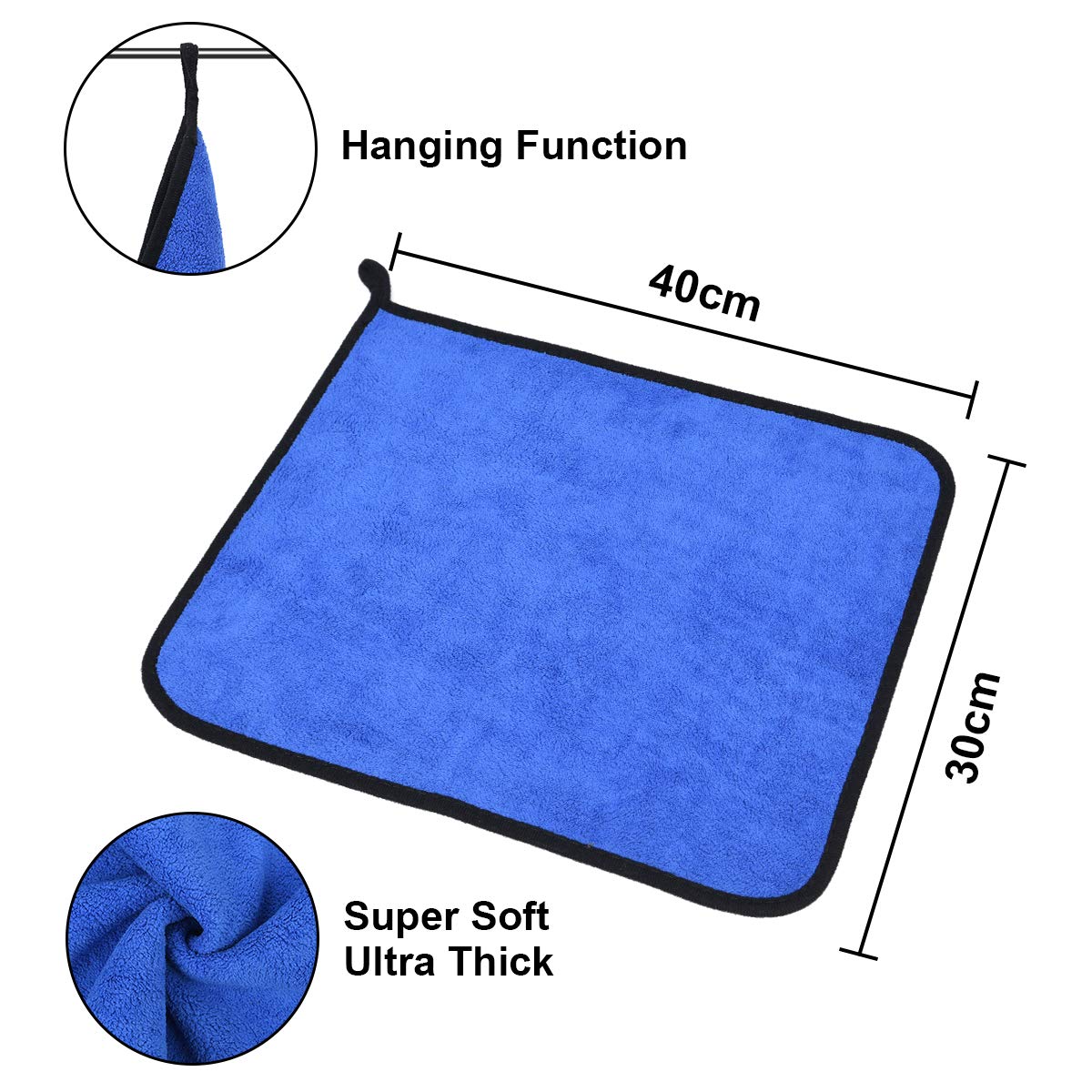 URAQT Mikrofasertücher Auto, 6 PCS 500GSM Mikrofasertücher Multifunktionales Motorrad Fusselfreie Handtuch,Reinigungstuch Microfasertuch für Auto Haushalt Küche Fenster - 30x40CM