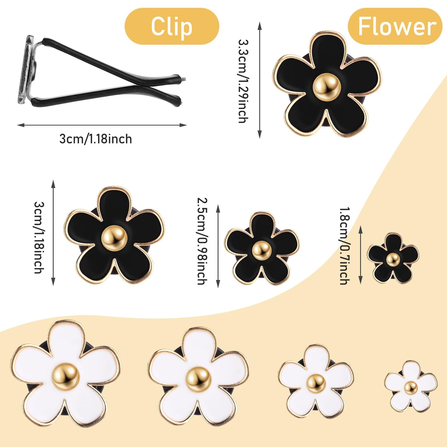 8 Stück Gänseblümchen Blume Auto Lufterfrischer Clip Autozubehör Innenraum Deko Frauen Auto Aromatherapie Ätherisches Öl Diffusor Auto-Dekorationszubehör Auto Deko Innen Für Auto (Schwarz,Weiß)