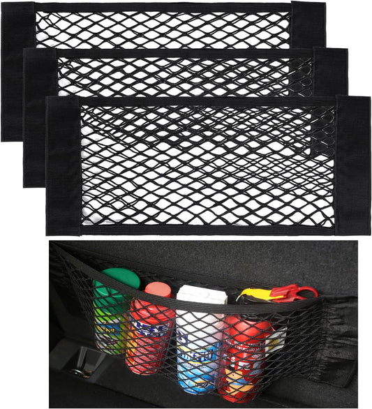 Nutabevr 4 Stück Starke Elastizität Netz Kofferraum Netztasche Auto, 40x25cm Gepäcknetz Erstreckt,Elastischer Rand hält Lasten Fester, Kfz Aufbewahrungsnetz Universal,für universal Auto/SUV aus Nylon