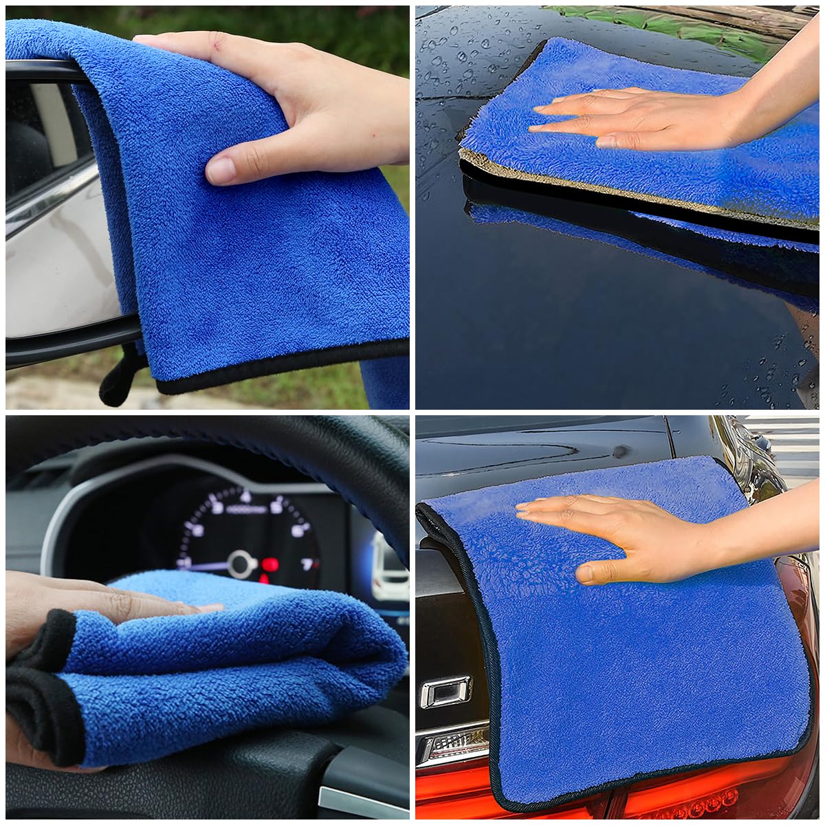 URAQT Mikrofasertücher Auto, 6 PCS 500GSM Mikrofasertücher Multifunktionales Motorrad Fusselfreie Handtuch,Reinigungstuch Microfasertuch für Auto Haushalt Küche Fenster - 30x40CM