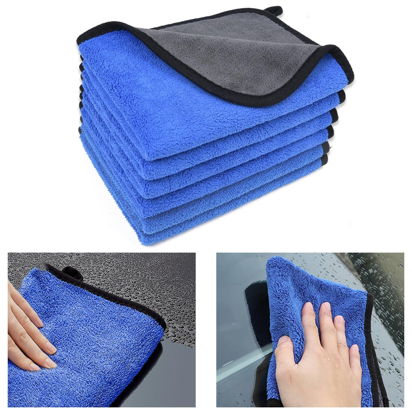 URAQT Mikrofasertücher Auto, 6 PCS 500GSM Mikrofasertücher Multifunktionales Motorrad Fusselfreie Handtuch,Reinigungstuch Microfasertuch für Auto Haushalt Küche Fenster - 30x40CM